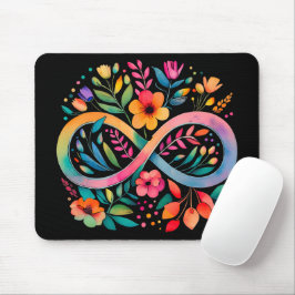 Rainbow Infinity Watercolor Blume Autismus Mousepad