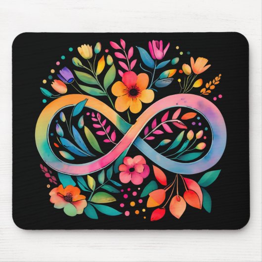 Rainbow Infinity Watercolor Blume Autismus Mousepad (Vorne)