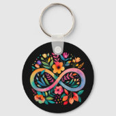 Rainbow Infinity Watercolor Blume Autismus Schlüsselanhänger (Rückseite)