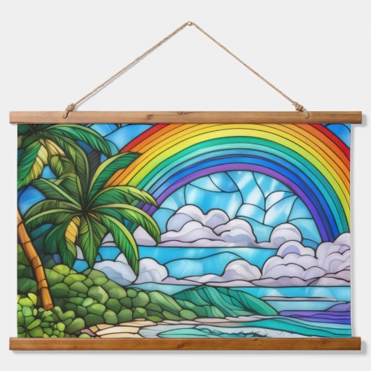 Rainbow-Insel Wandteppich Mit Holzrahmen (Vorne)