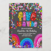 Rainbow Invasion, 5. Geburtstag Niedlicher Hauch Einladung (Vorne/Hinten)