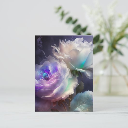 Rainbow Iridescence Blume Postkarte (Stehend Vorderseite)