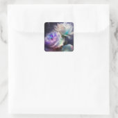Rainbow Iridescence Blume Quadratischer Aufkleber (Tasche)