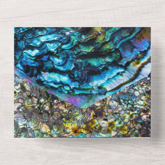 Rainbow Iridescent Abalone Sea Muschel Hochzeit All In One Einladung (Rückseite)