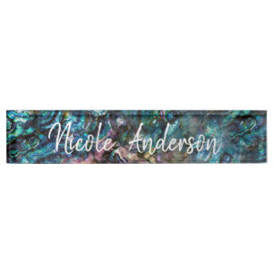 Rainbow Iridescent Abalone Sea Muschel Namensplakette