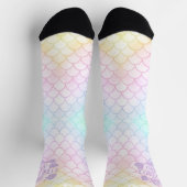 Rainbow Iridescent Dreamy Fantasy Mermaid Scales Socken (Oben)