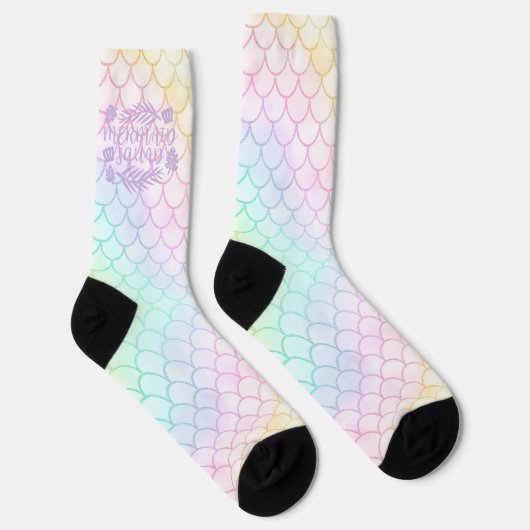 Rainbow Iridescent Dreamy Fantasy Mermaid Scales Socken (Rechts)