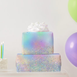 Rainbow Iridescent Foil and Holographic Glitzer Geschenkpapier