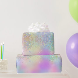 Rainbow Iridescent Foil and Holographic Glitzer Geschenkpapier