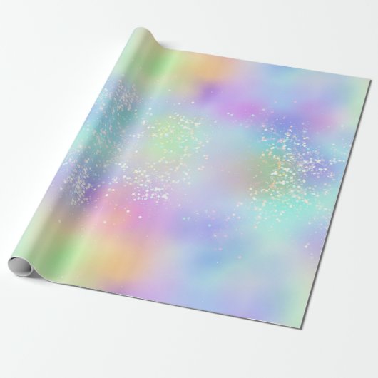 Rainbow Iridescent Foil and Holographic Glitzer Geschenkpapier (Ungerollt)