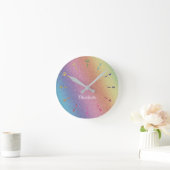 Rainbow Iridescent Glitzer Personalisierte Kinder Runde Wanduhr (Zuhause)