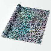 Rainbow Iridescent Gradient and Leopard Spots Geschenkpapier (Ungerollt)