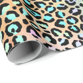 Rainbow Iridescent Gradient and Leopard Spots Geschenkpapier (Rolleneckpunkt)