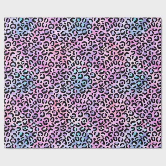 Rainbow Iridescent Gradient and Leopard Spots Geschenkpapier (Flach)