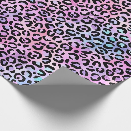 Rainbow Iridescent Gradient and Leopard Spots Geschenkpapier (Ecke)
