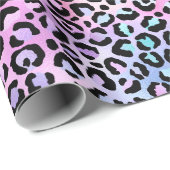 Rainbow Iridescent Gradient and Leopard Spots Geschenkpapier (Rolleneckpunkt)