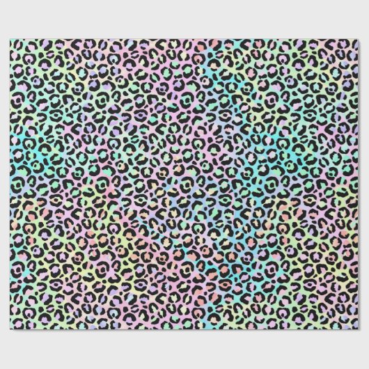 Rainbow Iridescent Gradient and Leopard Spots Geschenkpapier (Flach)