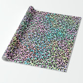 Rainbow Iridescent Gradient and Leopard Spots Geschenkpapier (Ungerollt)
