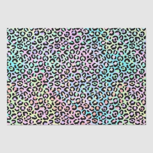 Rainbow Iridescent Gradient and Leopard Spots Seidenpapier (Vorderseite)