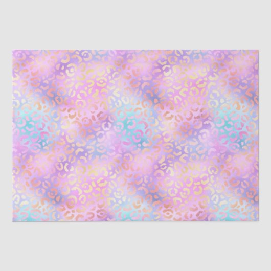 Rainbow Iridescent Gradient and Leopard Spots Seidenpapier (Vorderseite)