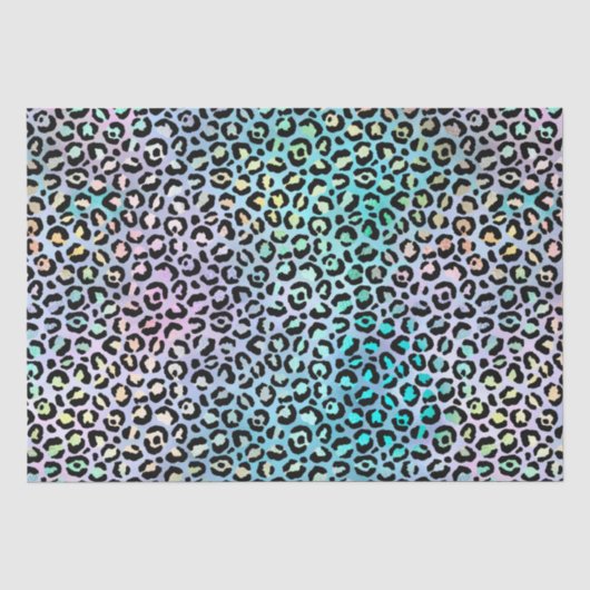 Rainbow Iridescent Gradient and Leopard Spots Seidenpapier (Vorderseite)