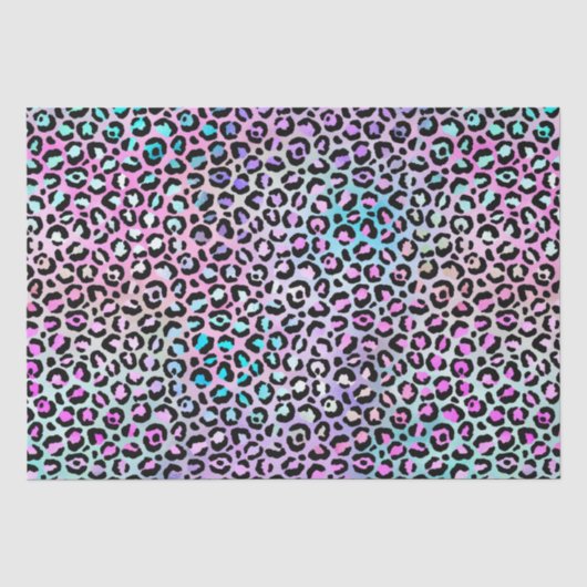 Rainbow Iridescent Gradient and Leopard Spots Seidenpapier (Vorderseite)