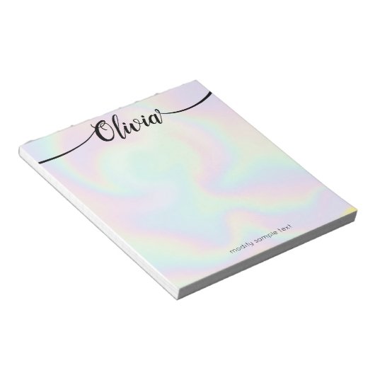 Rainbow Iridescent handgeschriebene Skriptkalligra Notizblock (angewinkelt)
