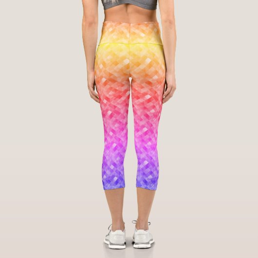 Rainbow Iridescent Jewel Look Geometrisches Muster Capri Leggings (Rückseite)