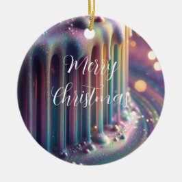 Rainbow Iridescent Liquide Tropfens Weihnachten Keramik Ornament