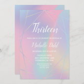Rainbow Iridescent Pastel Geometric Birthday Einladung (Vorne/Hinten)
