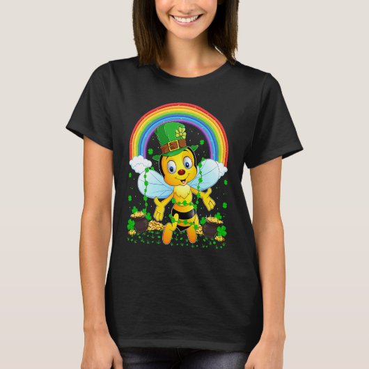 Rainbow Irish Shamrock Bumblebee St Patrick's Day T-Shirt (Vorderseite)
