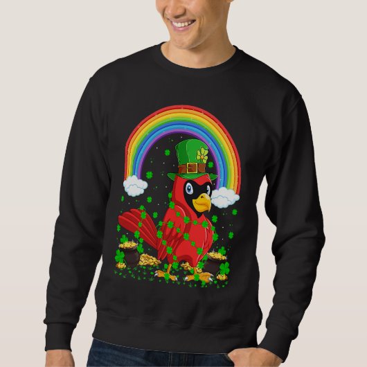 Rainbow Irish Shamrock Cardinal Bird St Patrick's  Sweatshirt (Vorderseite)