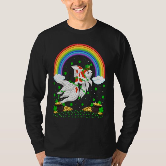 Rainbow Irish Shamrock Goldfish St Patrick's Day T-Shirt (Vorderseite)