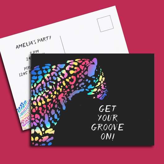 Rainbow Jaguar Party Einladung Postkarte