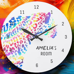 Rainbow Jaguar Personalisiert Clock Große Wanduhr