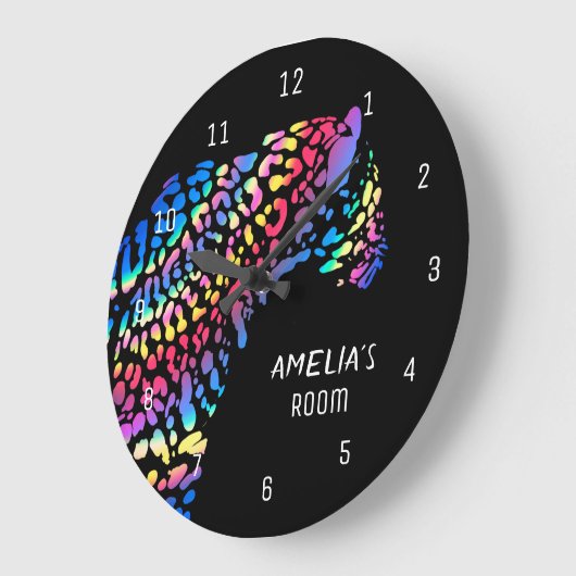 Rainbow Jaguar Personalisiert Clock Große Wanduhr (Winkel)