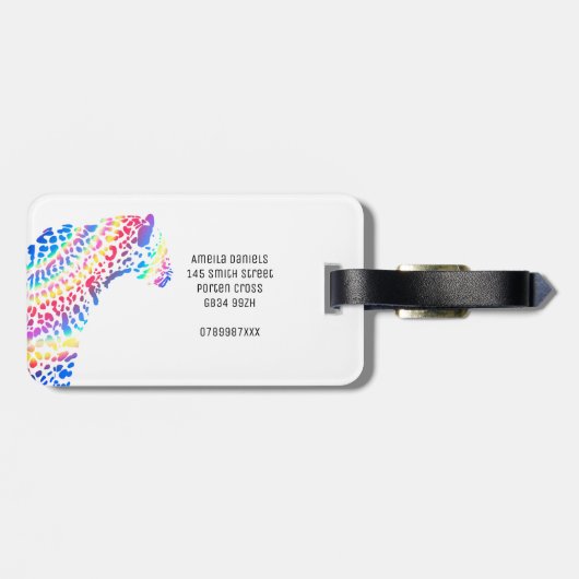Rainbow Jaguar Personalisiert Gepäckanhänger (Rückseite horizontal)
