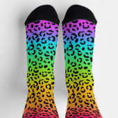 Rainbow Jaguar Spots Animal Print Socken (Oben)