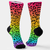 Rainbow Jaguar Spots Animal Print Socken (Gewinkelt)