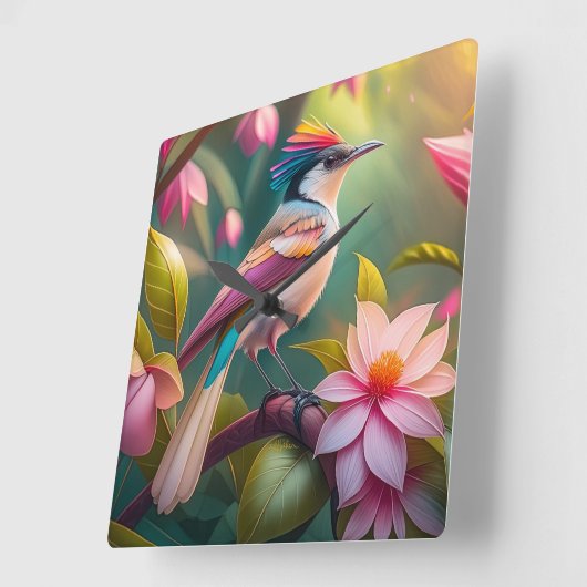 Rainbow-Jay Fantasy Bird Quadratische Wanduhr (Winkel)