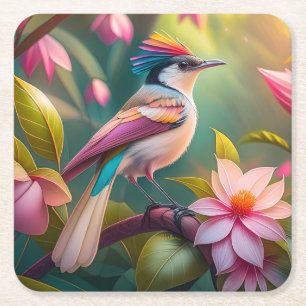 Rainbow-Jay Fantasy Bird Rechteckiger Pappuntersetzer
