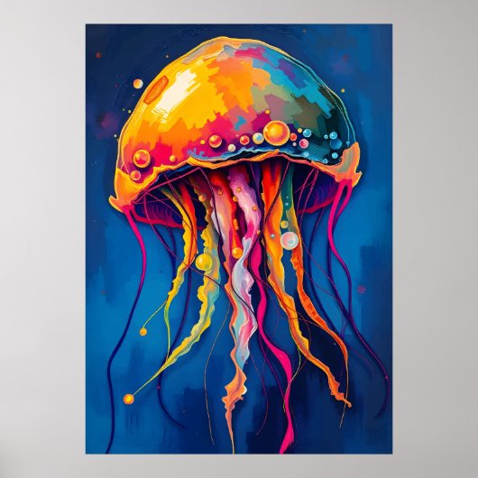 Rainbow Jellyfish Dream - Psychedelic Ocean Glow Poster (Vorne)