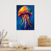 Rainbow Jellyfish Dream - Psychedelic Ocean Glow Poster (Küche)
