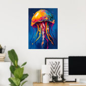 Rainbow Jellyfish Dream - Psychedelic Ocean Glow Poster (Heimbüro)