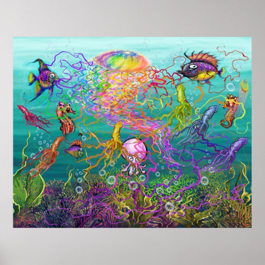 Rainbow Jellyfish Fantasy Poster (Vorne)