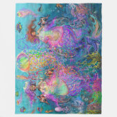 Rainbow Jellyfish Mermaid Dress Fleece Blanket (Vorderseite)