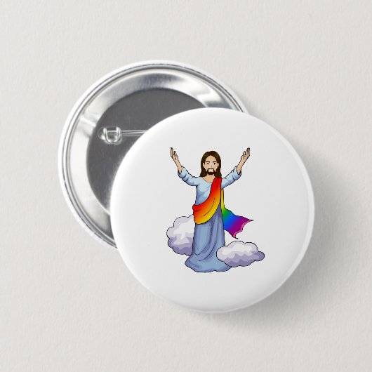 Rainbow Jesus Button (Vorne & Hinten)
