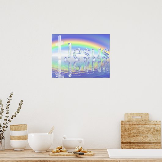 Rainbow Jesus Cross Poster (Küche)