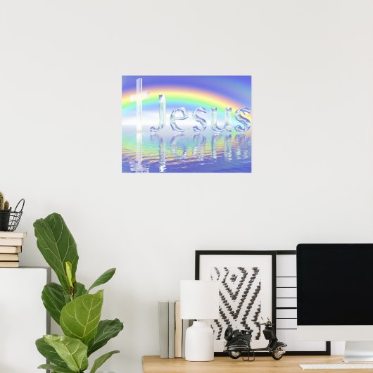 Rainbow Jesus Cross Poster (Heimbüro)