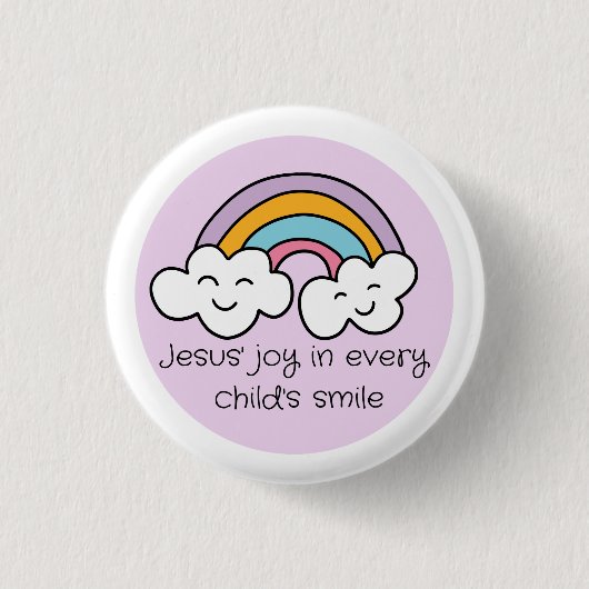 Rainbow Jesu's Joy in Every Child's Lächeln Button (Vorderseite)